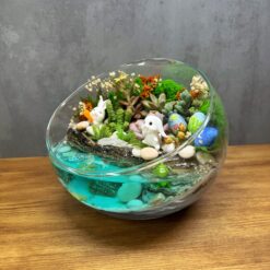 Великодній Флораріум із сукулентами та кроликами