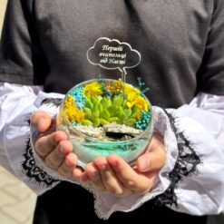 Флораріум з сукулентом та топером табличкою