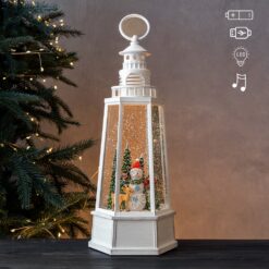 Новорічний ліхтар із підсвічуванням та музикою Світло зимового маяка, 34 см (9240-012)