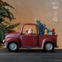 Новорічний ліхтар із підсвічуванням та музикою Червоний автомобіль, 17 см (9240-024)