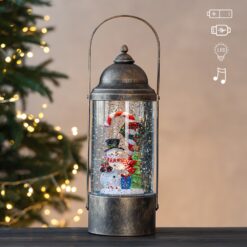 Новогодний фонарь с подсветкой и музыкой Снеговик, 29 см (9240-002)