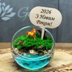 мосаріум з фігурками корней та імітацією водойми