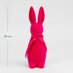 Фігурка флокова Великодній зайчик, темно-рожева, 30 см
