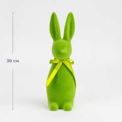 Фігурка флокова Великодній зайчик, зелена, 30 см
