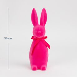Фігурка флокова Великодній зайчик, рожева, 30 см