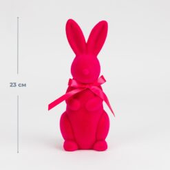 Фігурка флокова Великодній зайчик, темно-рожева, 23 см