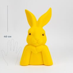 Фігурка флокова Великодній зайчик, жовта, 40 см