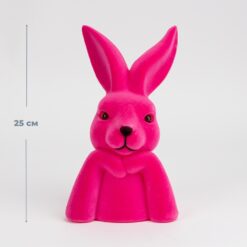 Фігурка флокова Великодній зайчик, рожева, 25 см