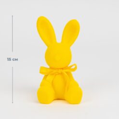 Фігурка флокова Великодній зайчик, жовта, 15 см